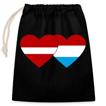 Latvia Luxembourg Flag Heart - Closable cotton gift bag (25x30cm) - black - Front