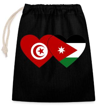 Tunisie Jordanie Flag Coeur - Sac cadeau en coton avec cordon (25 x 30 cm) - noir - Devant