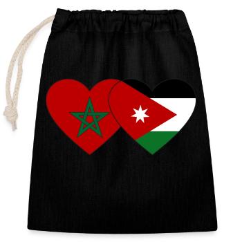 Maroc Jordanie Flag Coeur - Sac cadeau en coton avec cordon (25 x 30 cm) - noir - Devant