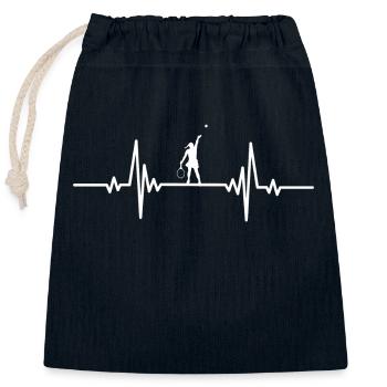 Heartbeat Tennis Serve - Closable cotton gift bag (25x30cm) - navy - Front