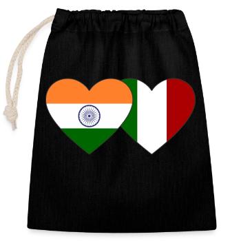 India Italy Flag Heart - Closable cotton gift bag (25x30cm) - black - Front