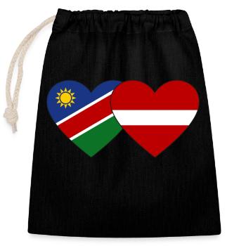 Namibia Latvia Flag Heart - Closable cotton gift bag (25x30cm) - black - Front
