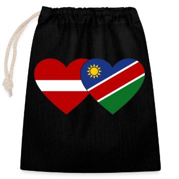 Latvia Namibia Flag Heart - Closable cotton gift bag (25x30cm) - black - Front