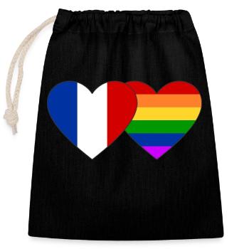 France Rainbow Flag - Closable cotton gift bag (25x30cm) - black - Front