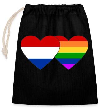 Holland Rainbow Flag - Closable cotton gift bag (25x30cm) - black - Front