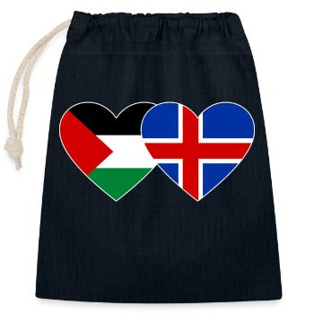 Palestine Islande drapeau coeur - Sac cadeau en coton avec cordon (25 x 30 cm) - bleu marine - Devant
