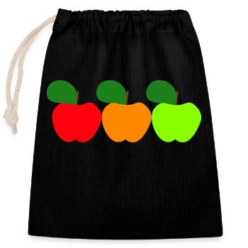 Three apples - Closable cotton gift bag (25x30cm) - black - Front