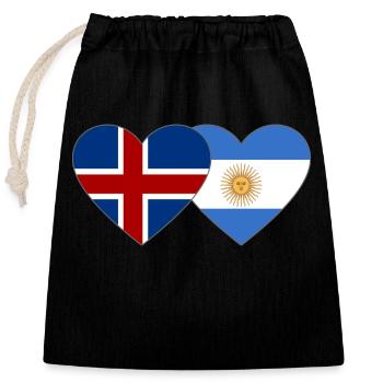 Islande Argentine Drapeau Coeur - Sac cadeau en coton avec cordon (25 x 30 cm) - noir - Devant
