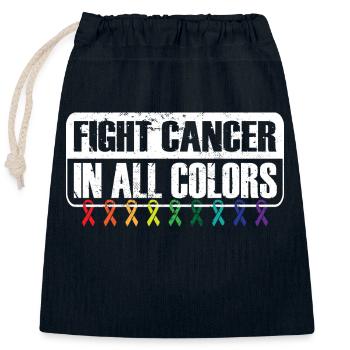 Combattez le cancer dans toutes les couleurs Survivant du cancer - Sac cadeau en coton avec cordon (25 x 30 cm) - bleu marine - Devant