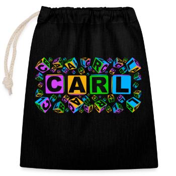 CARL colourful cubes - Verschließbarer Geschenkbeutel aus Baumwolle (25x30cm) - Schwarz - Vorne
