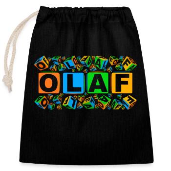 OLAF colourful cubes - Verschließbarer Geschenkbeutel aus Baumwolle (25x30cm) - Schwarz - Vorne