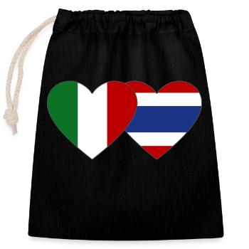 Italie Thaïlande Drapeau Coeur - Sac cadeau en coton avec cordon (25 x 30 cm) - noir - Devant