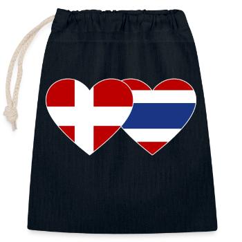 Coeur de drapeau du Danemark Thaïlande - Sac cadeau en coton avec cordon (25 x 30 cm) - bleu marine - Devant