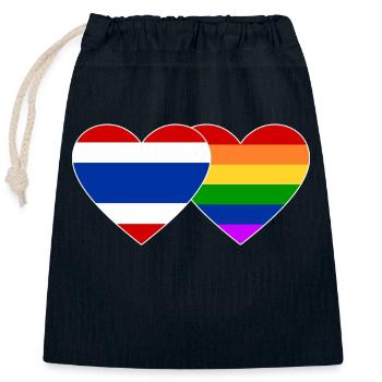 Coeur de drapeau LGBT de Thaïlande - Sac cadeau en coton avec cordon (25 x 30 cm) - bleu marine - Devant