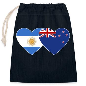 Drapeau de l’Argentine et de la Nouvelle-Zélande Coeur - Sac cadeau en coton avec cordon (25 x 30 cm) - bleu marine - Devant