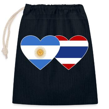 Argentine Thaïlande Drapeau Coeur - Sac cadeau en coton avec cordon (25 x 30 cm) - bleu marine - Devant