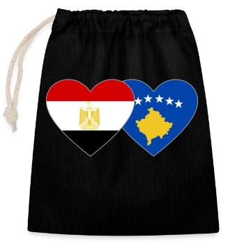Egypt Kosovo Flag Heart - Closable cotton gift bag (25x30cm) - black - Front