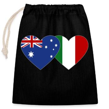Australie Italie Drapeau Coeur - Sac cadeau en coton avec cordon (25 x 30 cm) - noir - Devant