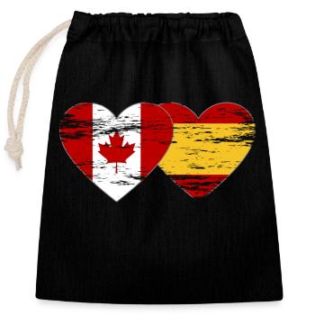 Coeur de drapeau Canada Espagne utilisé - Sac cadeau en coton avec cordon (25 x 30 cm) - noir - Devant