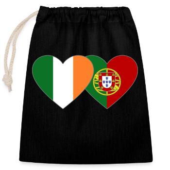 Flag of Ireland Portugal - Closable cotton gift bag (25x30cm) - black - Front