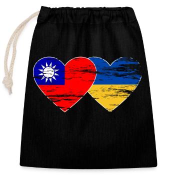 Taiwan Ukraine Flag used - Closable cotton gift bag (25x30cm) - black - Front