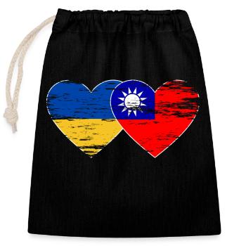 Flag of Ukraine Taiwan used - Closable cotton gift bag (25x30cm) - black - Front