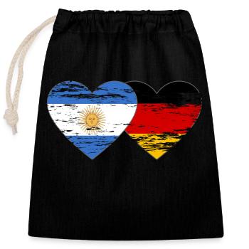Argentina Germany Flag Heart Used - Closable cotton gift bag (25x30cm) - black - Front