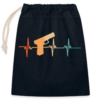 Heartbeat gun - Closable cotton gift bag (25x30cm) - navy - Front
