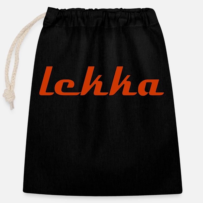Lekka - Sac cadeau en coton avec cordon (25 x 30 cm) - noir