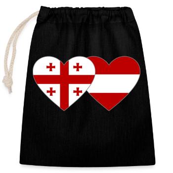Géorgie Autriche Drapeau Coeur - Sac cadeau en coton avec cordon (25 x 30 cm) - noir - Devant