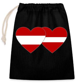Austria Latvia Flag Heart - Closable cotton gift bag (25x30cm) - black - Front