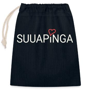 Suuapinga - Sac cadeau en coton avec cordon (25 x 30 cm) - bleu marine - Devant