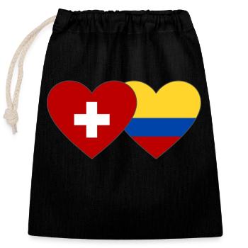 Switzerland Colombia Flag Heart - Closable cotton gift bag (25x30cm) - black - Front