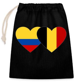 Colombia Belgium Flag Heart - Closable cotton gift bag (25x30cm) - black - Front