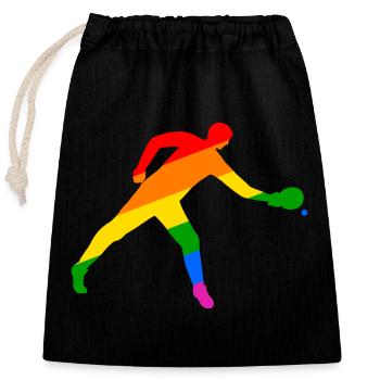 Tennis de table coloré et dynamique - Sac cadeau en coton avec cordon (25 x 30 cm) - noir - Devant