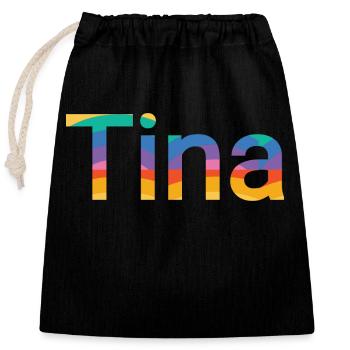 Name Tina in Rainbow Fatbe - Closable cotton gift bag (25x30cm) - black - Front