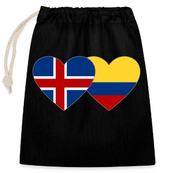 Iceland Colombia Flag Heart - Closable cotton gift bag (25x30cm) - black - Front