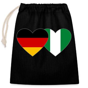 Germany Nigeria Flag Heart - Closable cotton gift bag (25x30cm) - black - Front