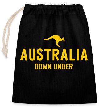 Australia - Down Under - Australia - Kangaroo - Closable cotton gift bag (25x30cm) - black - Front