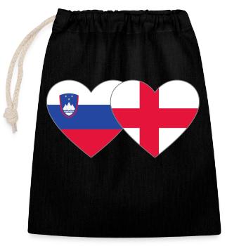 Slovénie Angleterre Drapeau Cœur - Sac cadeau en coton avec cordon (25 x 30 cm) - noir - Devant