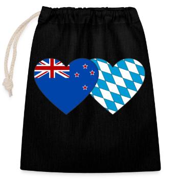 Drapeau de la Nouvelle-Zélande Bavaria Coeur - Sac cadeau en coton avec cordon (25 x 30 cm) - noir - Devant