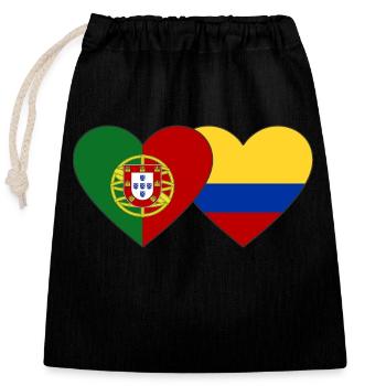 Portugal Colombia Flag Heart - Closable cotton gift bag (25x30cm) - black - Front