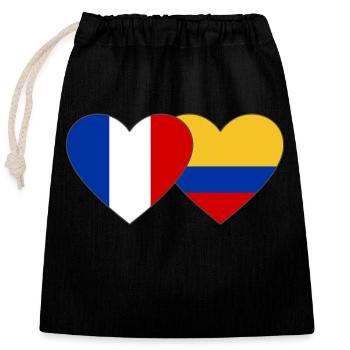 France Colombia Flag Heart - Closable cotton gift bag (25x30cm) - black - Front
