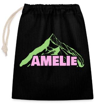 Alpinisme Amélie - Sac cadeau en coton avec cordon (25 x 30 cm) - noir - Devant