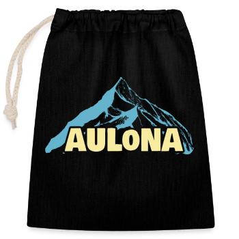 Nom de femme Aulona - Sac cadeau en coton avec cordon (25 x 30 cm) - noir - Devant