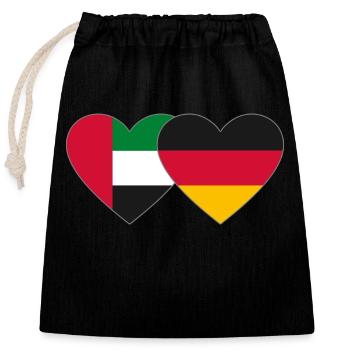 Vereinigte Arabische Emirate Deutschland Herz - Verschließbarer Geschenkbeutel aus Baumwolle (25x30cm) - Schwarz - Vorne