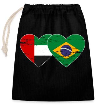 Vereinigte Arabische Emirate Brasilien Flagge Herz - Verschließbarer Geschenkbeutel aus Baumwolle (25x30cm) - Schwarz - Vorne