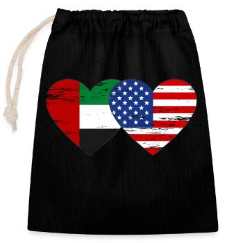 Vereinigte Arabische Emirate USA Flagge Herz - Verschließbarer Geschenkbeutel aus Baumwolle (25x30cm) - Schwarz - Vorne