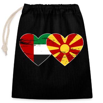 Vereinigte Arabische Emirate Mazedonien Flagge - Verschließbarer Geschenkbeutel aus Baumwolle (25x30cm) - Schwarz - Vorne