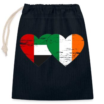 Vereinigte Arabische Emirate Irland Flagge Herz - Verschließbarer Geschenkbeutel aus Baumwolle (25x30cm) - Navy - Vorne